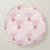 Cute Capybara Hot Air Balloon Rundes Kissen (Rückseite)