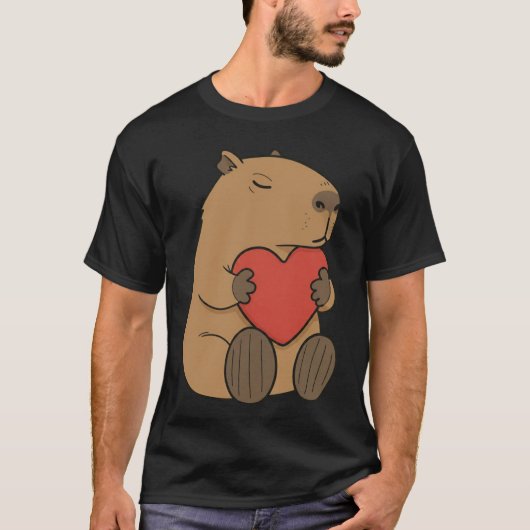 Cute Capybara Hugging Heart Valentine T-Shirt (Vorderseite)