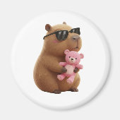 Cute Capybara Hugging Teddy Bear Magnet (Vorne)