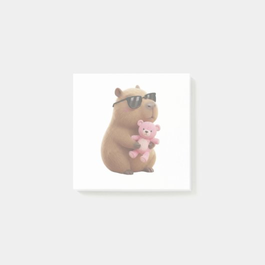 Cute Capybara Hugging Teddy Bear Post-it Notes Klebezettel (Vorderseite)