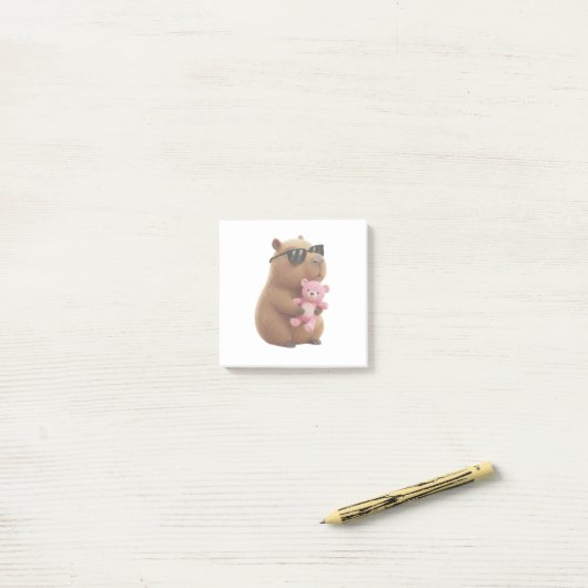 Cute Capybara Hugging Teddy Bear Post-it Notes Post-it Klebezettel (Auf Schreibtisch)