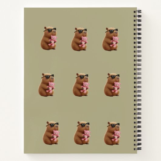 Cute Capybara Hugging Teddy Bear Spiral Notebook Notizblock (Rückseite)