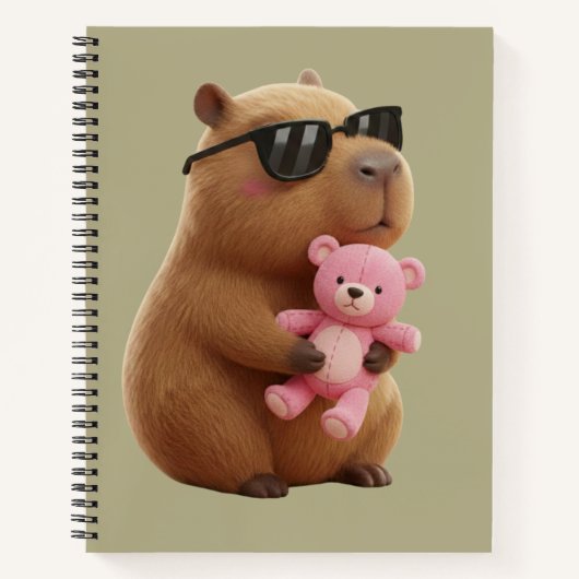 Cute Capybara Hugging Teddy Bear Spiral Notebook Notizblock (Vorderseite)