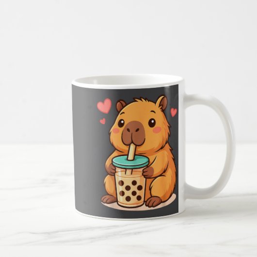 Cute Capybara Kawaii Anime Drinking Bubble Tea Lov Kaffeetasse (Rechts)