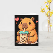 Cute Capybara Kawaii Anime Drinking Bubble Tea Lov Karte (Gelbe Blume)