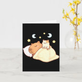Cute Capybara Kawaii Sleep Pajamas Sleepybara Cat  Karte (Gelbe Blume)