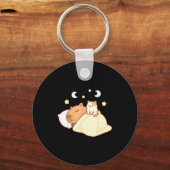 Cute Capybara Kawaii Sleep Pajamas Sleepybara Cat  Schlüsselanhänger (Vorderseite)