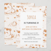 Cute Capybara Kids Birthday Party Invitation Einladung (Vorne/Hinten)