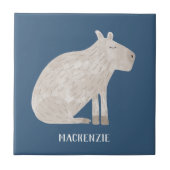 Cute Capybara Personalized Name Fliese (Vorderseite)