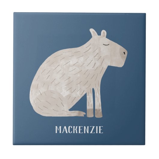 Cute Capybara Personalized Name Fliese (Vorderseite)