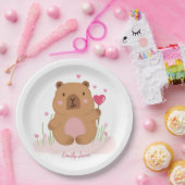 Cute Capybara Personalized Pink Baby Shower  Pappteller (Party)