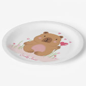 Cute Capybara Personalized Pink Baby Shower  Pappteller (Schrägansicht)