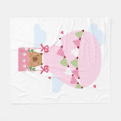 Cute Capybara Pink Birthday Party Fleecedecke (Vorderseite (Horizontal))