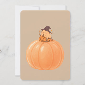 Cute Capybara Pumpkin Halloween Card Einladung