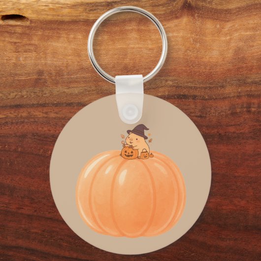 Cute Capybara Pumpkin Halloween Keychain Schlüsselanhänger (Rückseite)