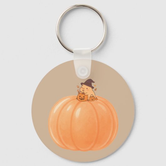 Cute Capybara Pumpkin Halloween Keychain Schlüsselanhänger (Rückseite)