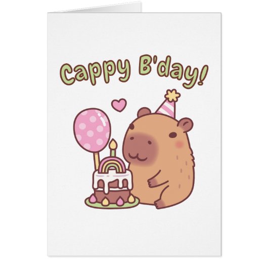 Cute Capybara Rainbow Birthday Cake Cappy Bday (Vorne)