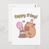 Cute Capybara Rainbow Birthday Cake Cappy Bday Postkarte (Vorne/Hinten)