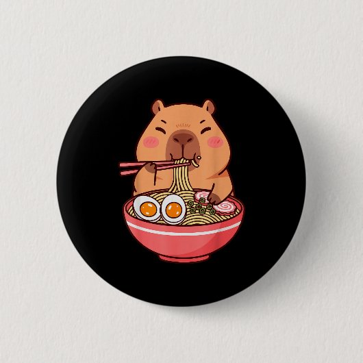 Cute Capybara Ramen Kawaii Kids Boys Girls Cool An Button (Vorderseite)
