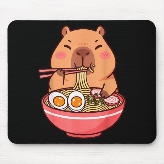 Cute Capybara Ramen Kawaii Kids Boys Girls Cool An Mousepad (Vorne)