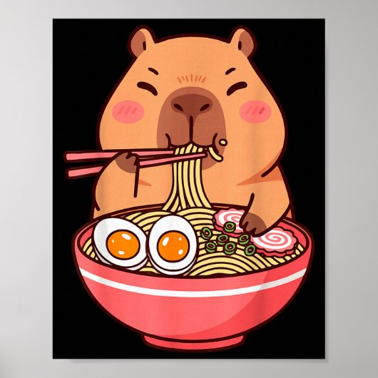 Cute Capybara Ramen Kawaii Kids Boys Girls Cool An Poster (Vorne)