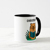 Cute Capybara Reading Book Tasse (VorderseiteRechts)