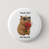 Cute Capybara Rose Bouquet Valentine Pin Button (Vorderseite)