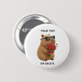 Cute Capybara Rose Bouquet Valentine Pin Button (Vorne & Hinten)