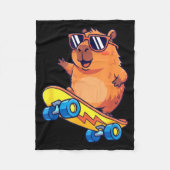Cute Capybara Skateboarding Chill Animal Lover Art Fleecedecke (Vorderseite)