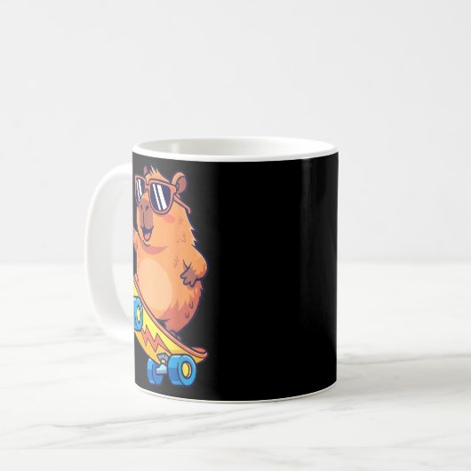 Cute Capybara Skateboarding Chill Animal Lover Art Kaffeetasse (Vorderseite Links)