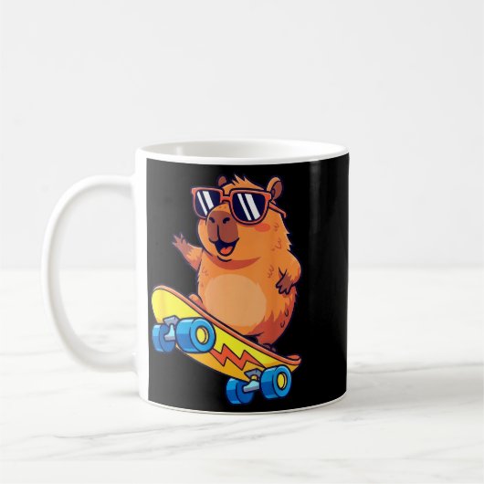 Cute Capybara Skateboarding Chill Animal Lover Art Kaffeetasse (Links)