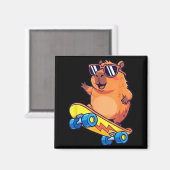 Cute Capybara Skateboarding Chill Animal Lover Art Magnet (Vorderseite/Rückseite)
