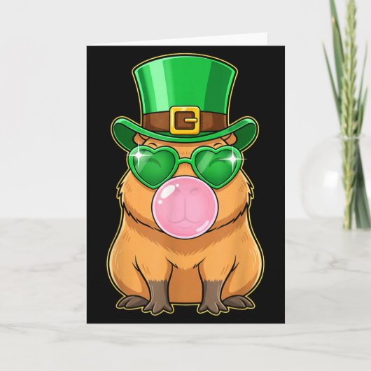 Cute Capybara St Patricks Day Capybara Bubble Gum  Karte (Vorderseite)