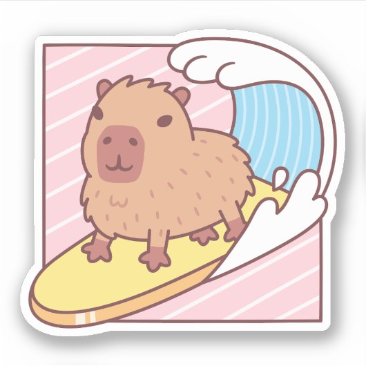 Cute Capybara Surfen auf Surfbrettern Aufkleber (Vorderseite)