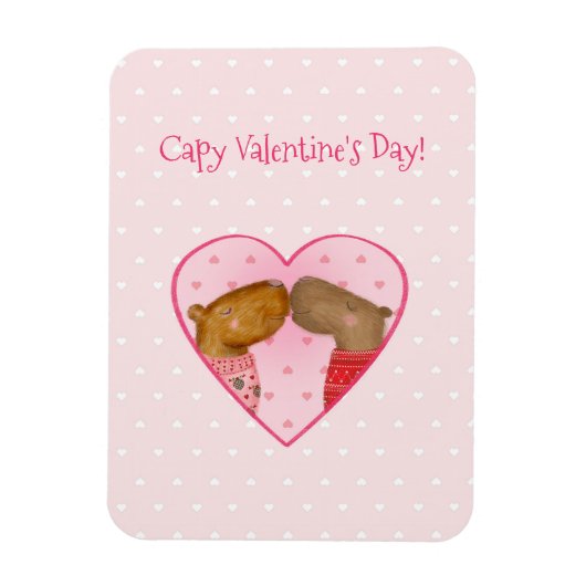 Cute capybara Valentine's Day magnet (Vertikal)
