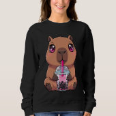 Cute Capybara with Boba Bubble Tea Sweatshirt (Vorderseite)