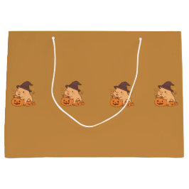 Cute Capybara with Pumpkin Gift Bag | Große Geschenktüte