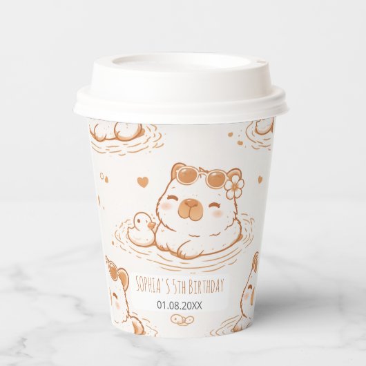 Cute Capybara With Sunglasses Kids Birthday Party Pappbecher (Vorderseite)