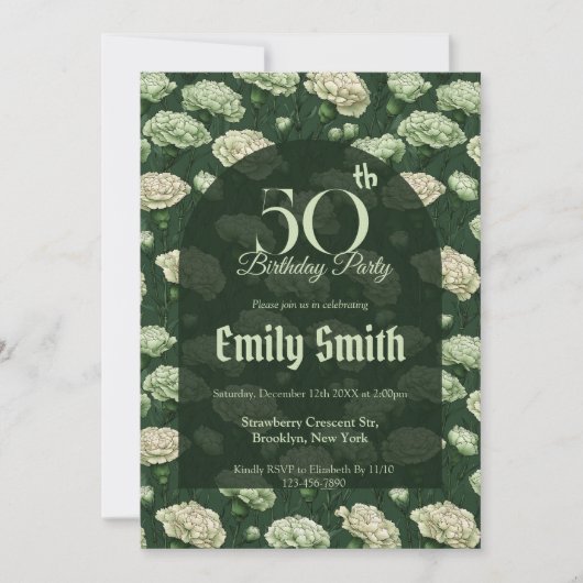 Cute Carnation Flower Happy Birthday Einladung (Vorderseite)