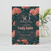 Cute Carnation Sparkle Boho Birthday Einladung (Stehend Vorderseite)