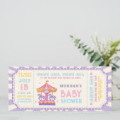 Cute Carousel Circus Ticket Carnival Baby shower  Einladung (Stehend Vorderseite)