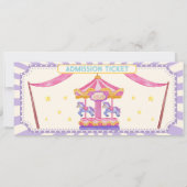 Cute Carousel Circus Ticket Carnival Baby shower  Einladung (Rückseite)
