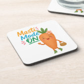 Cute Carrot Masti Mode ON Coasters Set Fun Cartoon Getränkeuntersetzer (Linke Seite)