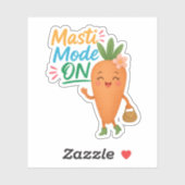 Cute Carrot Masti Mode ON Sticker Sheet Fun Cartoo (Blatt)