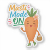 Cute Carrot Masti Mode ON Sticker Sheet Fun Cartoo (Vorderseite)