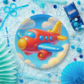 Cute Cartoon Airplane Pappteller (Party)
