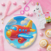 Cute Cartoon Airplane Pappteller (Party)