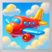 Cute Cartoon Airplane Poster (Vorne)