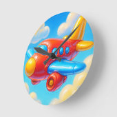 Cute Cartoon Airplane Runde Wanduhr (Winkel)