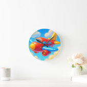 Cute Cartoon Airplane Runde Wanduhr (Zuhause)